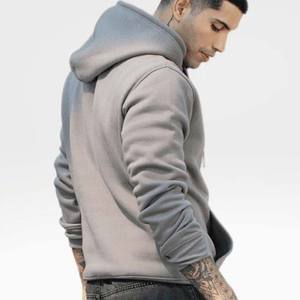 Sweat à capuche épais pour homme, coupe oversize, en molleton bouclette délavé à l'acide, écologique, sans cordon de serrage, avec logo brodé, collection automne - Product Image 3