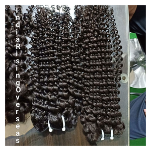 Extensiones de Cabello Humano Natural Sin Procesar, Ondulado Profundo, Cabello Remy Indio, Mechones Dobles Cosidos a Máquina, Brillo Natural, Cabello de Templo, Suave - Product Image 1