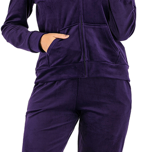 Conjunto Deportivo de Terciopelo de 2 Piezas para Mujer, Diseño Moderno, al por Mayor, Color Liso, para Invierno, Transpirable, Estilo Vintage - Product Image 6