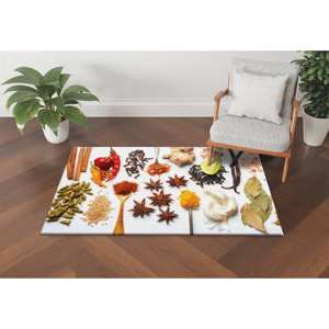 Tapis imprimé : Herbes médicinales, épices, salle à manger, cuisine, tapis moderne doux en chenille - Product Image 2