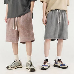 Nueva tendencia, pantalones cortos de alta calidad para hombre, pantalones cortos de verano de algodón pesado, lisos, de gran tamaño, de secado rápido, lavado ácido para hombre - Product Image 2