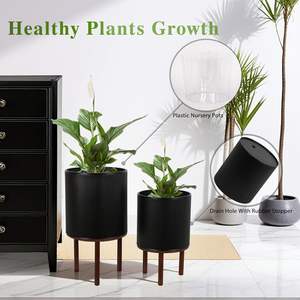 Macetas para decoración del hogar, maceta compacta para exteriores, jarrón de mesa redonda para jardín, diseño martillado, acabado Natural, estilo minimalista rústico - Product Image 3