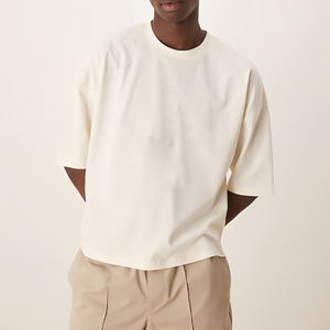 T-shirt pour homme surdimensionné en coton 100% de 250 g, personnalisé par le fabricant, épaule tombante, style ample, uni, nouveau style pour homme - Product Image 2