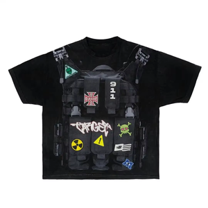 เสื้อยืดผู้ชายผ้าฝ้าย 100% แบบ OEM สั่งทำพิเศษ ทรงบ็อกซี่ โอเวอร์ไซส์ ตัดขอบ ทรงเข้ารูปและดีไซน์ครอป ความยาวสั้น พิมพ์ลายสกรีน - Product Image 5