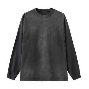 T-shirt à manches longues coupe ajustée pour hommes 100% coton Logo vintage surdimensionné délavé pour le look Polyester/coton 100% Cott - Product Image 1