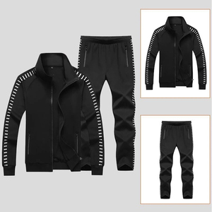 Chándal transpirable de talla grande para hombre, conjunto informal, cárdigan con cremallera, chaqueta de béisbol y pantalones, traje de 2 piezas, traje deportivo para correr - Product Image 3