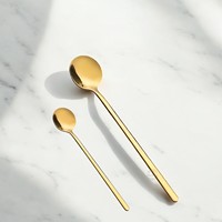 Ensemble de 2 cuillères à thé en laiton de qualité supérieure avec finition dorée Design personnalisé idéal pour la vente en gros directe d'usine