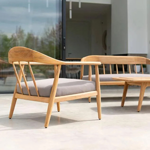 Ensemble de canapé en bois de teck naturel avec coussin Design minimaliste-Arel - Product Image 2