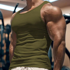 Camiseta sin mangas de gimnasio personalizada para hombre, chaleco de entrenamiento de secado rápido, ropa de gimnasio de culturismo lisa de verano, tejido de punto - Product Image 3