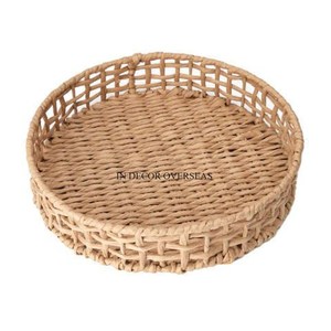 Fourniture directe d'usine rotin de qualité supérieure fabriqué en forme ronde articles alimentaires servant un plateau de luxe Table basse fournitures de pièce maîtresse - Product Image 3