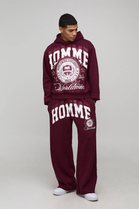 Conjunto de Sudadera con Capucha y Pantalones Deportivos de Felpa Francesa de Algodón Grueso de 420 Gramos, Ecológico, Personalizable, para Hombre - Product Image 4