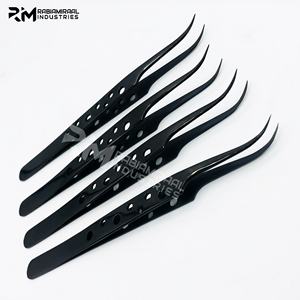 RMI Top Qualité Noir Extension De Cils Pince À Épiler Curcle Grip Conception Pince À Épiler Polonais Shin Noir Plasma Couleur Extension De Cils Pince À Épiler - Product Image 2