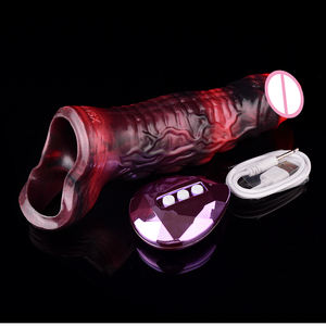 Hot Sale Vibrierender großer <span class=keywords><strong>Penis</strong></span> ring für Mann <span class=keywords><strong>Penis</strong></span> Extender Fantasy Wieder verwendbarer Schwanz Ver größerer Kondom Verzögerung Ejakulation Männliches Sexspielzeug - Product Image 5