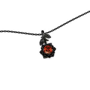 Jeulia Custom Gothic Black Lotus Necklace with Birthstone Diamond in Gold Plated <b>Titanium</b> <b>Chain</b> - Product Image 2