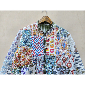 Indian handcrafted patchwork cotton quilted <b>jacket</b> with vibrant bohemian style <b>short</b> <b>jacket</b> women outwear winter <b>jacket</b> fit - Product Image 4