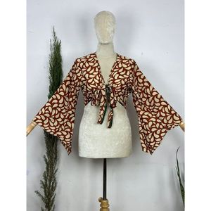 Haut De Portefeuille Manches Longues Style Hippie Bohme Motif Cachemire Et Fleurs Colors Taille XL Desse Ferique En - Product Image 1