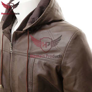 Veste à capuche polyvalente en cuir de mouton marron pour hommes avec capuche détachable Vêtements d'extérieur d'hiver pour le style et le confort - Product Image 2