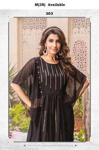 Stylish Occasional Wear Trending Wear Bamber Georgette Embroidery Work Kurti Indian Exportateur et Fournisseur - Product Image 5