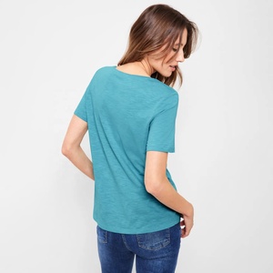 T-shirt décontracté pour femme à col rond, personnalisé, imprimé sérigraphié et brodé, en coton et polyester, anti-boulochage, respirant – Grande Vente - Product Image 2