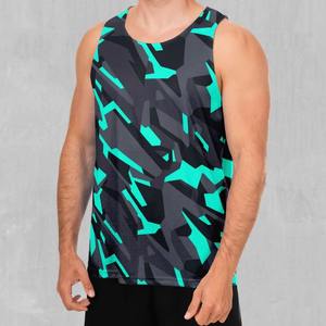 Débardeur de sport en coton et polyester à séchage rapide, écologique, à col rond, à carreaux, impression par transfert thermique personnalisée, débardeur pour hommes - Product Image 3