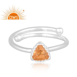 Meilleure vente en argent Sterling fin naturel Citrine pierre précieuse Triangle Design bague empilable bijoux personnalisés pour les femmes cadeau pour elle - Product Image 2