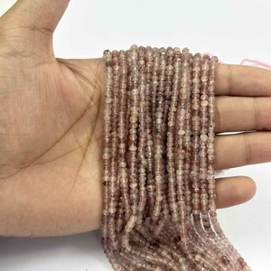 3mm naturel rose fraise Quartz facettes Rondelle perles bijoux en gros meilleure vente de perles de pierres précieuses de fabricant indien - Product Image 5