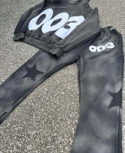 Ensemble pantalon de survêtement et sweat à capuche baggy pour hommes de marque personnalisée Pantalon de survêtement et sweat à capuche évasés pour hommes - Product Image 2