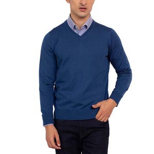 Pull en maille à manches longues décontracté pour homme, chaud pour l'hiver, 100% coton, polaire, col rond, anti-froissement, anti-rétrécissement, logo sur le devant - Product Image 1