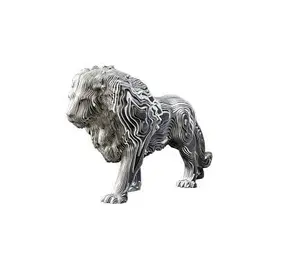 Lion Shape Design Aluminium Animal Metal Sculpture Manufacturer Custom Home Decoration Metal Sculpture Wholesale