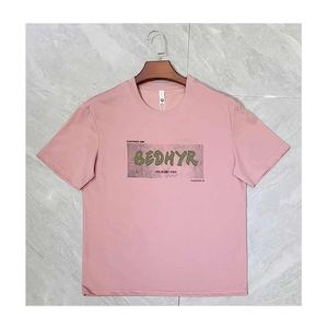 GSDQL T-shirt 100% coton pour hommes grande taille T-shirt graphique Streetwear de style formel avec tissu tissé à broderie imprimée bouffante - Product Image 6