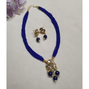 สร้อยโชคเกอร์ลูกปัดเม็ดสีฟ้าชุดเครื่องประดับแฟชั่นสไตล์ชนเผ่าสร้อยคอ rakhi - Product Image 1
