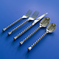 Ensemble de couverts de voyage PHC en acier inoxydable plaqué, durable et traditionnel, couteau, fourchette, cuillère, ustensiles de cuisine