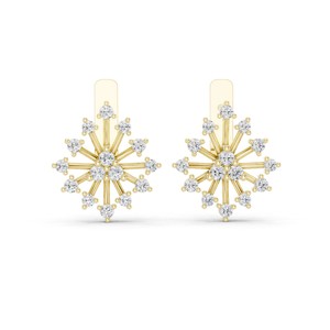 Round Moissanite Floral Starburst <b>Stud</b> Earrings 925 <b>Sterling</b> <b>Silver</b> Collet Set 30-Stone - Product Image 3