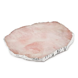 ถาดหินคริสตัลสีโรสควอตซ์,ที่รองแก้วคริสตัลหินสีเงินโมราธรรมชาติหินคริสตัลบำบัดถ้วยกาแฟสีทองสำหรับตกแต่งบ้าน - Product Image 2