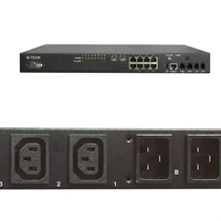 PDU intelligent neutre 16A 230V 8 prises C13 double entrée C20 usage industriel modèle noir APK-1623K-08N1