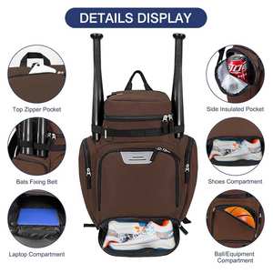 Sac à dos sportif – Sac à dos marron avec compartiment pour ballon de basket, rangement pour chaussures et porte-boissons isotherme - Product Image 5