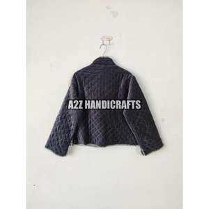 Women's Short Boho Cotton <b>Velvet</b> Quilted Jacket Handmade Eco-Friendly Breathable Autumn Indian Vintage Gift Her - Product Image 3