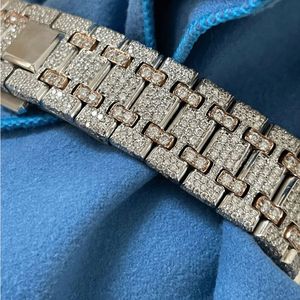 Two-Tone Rose Gold <b>Arabic</b> Dial Fully Iced Out Bust Down Moissanite Diamond <b>Watch</b> - Product Image 3