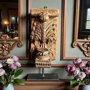 Soporte de Madera Maciza Vintage Indio, Tallado a Mano, Decoración Arquitectónica de Pared, Estilo Rústico Antiguo, Duradero, Fácil Instalación, para el Hogar - Product Image 5