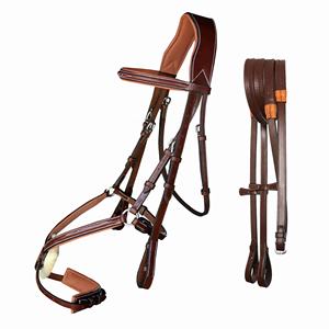 สายบังเหียนรูปเลข 8 สำหรับกระโดดขี่ม้า ทำจากหนังวีแกนแท้ คุณภาพพรีเมียม ผลิตด้วยมือ ปรับแต่งได้ ทนทาน น้ำหนักเบา พร้อมเกือกม้าสำหรับขี่ม้า - Product Image 4