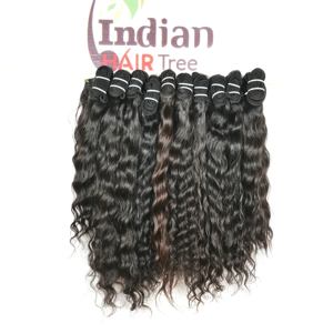 Extensions de cheveux humains indiens vierges naturels non traités à 100 %, cuticules alignées, couleur noire ondulée, lot économique, ondulation naturelle du temple - Product Image 1