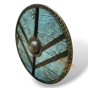 Décor de guerrier médiéval authentique Bouclier viking rond en bois fait à la main de qualité supérieure pour un cadeau parfait pour les amateurs d'histoire - Product Image 4