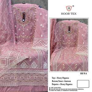 Qualité supérieure Indien Pakistan Ethnique Lourd Organza Salwar Costumes Dupatta Broderie Travail En Gros Approvisionnement D'usine À Vendre - Product Image 2