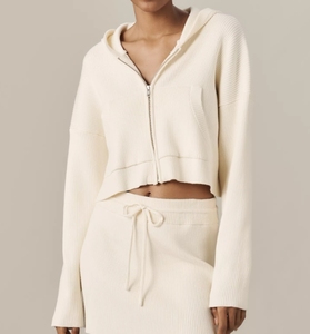 Sudadera con Capucha Corta para Mujer, Transpirable, con Cierre, Color Sólido, Informal, de Manga Larga, con Logotipo Personalizado, para Otoño e Invierno - Product Image 5