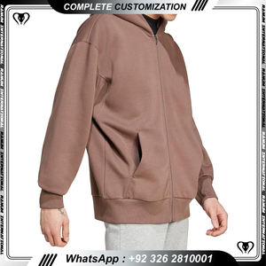 Sudaderas con capucha extragrandes de algodón de alta calidad para hombre, ropa de calle con logotipo personalizado, Sudadera con capucha negra de algodón pesado con cremallera para hombre - Product Image 6