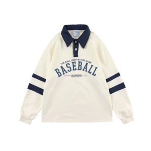 Sudaderas Polo de manga larga de gran tamaño a la moda, polos para hombre, logotipo personalizado a la moda, serigrafía tejida - Product Image 4