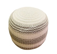 Pouf rond moderne en osier doux, tricoté au crochet, siège confortable, bleu, ottoman, pour salon, entrée, console