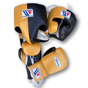 Winning Boxing Gloves Set Genuine Leather Lace-Up Black Gold Moisture Wicking Multi Padding Full Finger Lightweight Breathable - Product Image 1