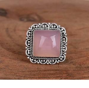 Rose Quartz <b>Ring</b> 925 Sterling Silver Cushion Gemstone Designer Bohemian Filigree Anniversary <b>Ring</b> Gift for Her - Product Image 1