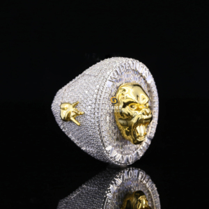 Bague visage gorille Hip Hop mode entièrement buste taille brillante diamants cultivés en laboratoire IGI certifié deux tons 10kt mariage en or massif - Product Image 5